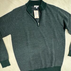 Peter Millar Green Birdseye Quarter Zip